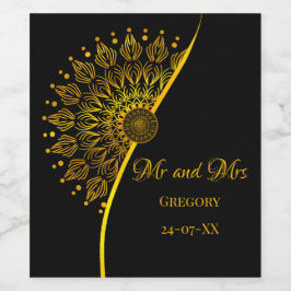 Eleganter Stil Ethno Mandala schwarz verziert Weinetikett