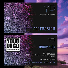 Eleganter Stil mit Logos Lila Glitzer-Sterne Visitenkarte