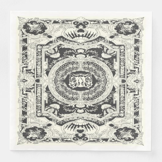 Eleganter Stil Modernes Schwarz-weißes Barock Serviette (Vorderseite)