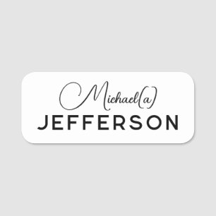 Eleganter Stil Weiß Schwarz Minimalistisch: Berufl Namensschild