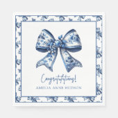 Eleganter Stilftiger Blue Floral Bow Abschluss Serviette (Vorderseite)