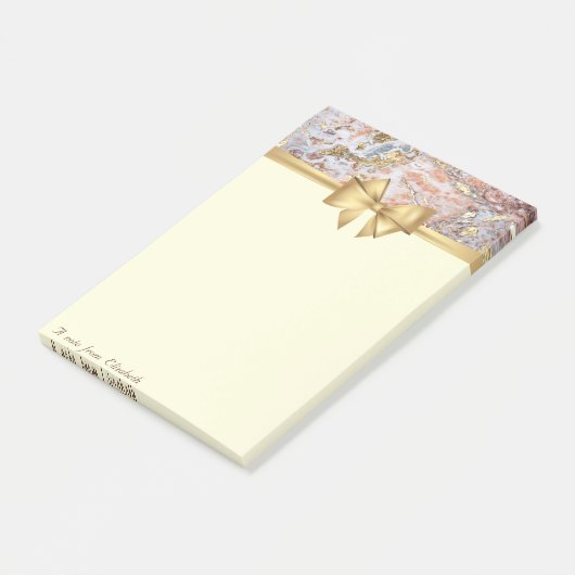Eleganter Stilftiger, Bow, Gold Marmor Texture Gli Post-it Klebezettel (angewinkelt)