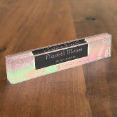 Eleganter Stilftiger Glitzer Bokeh Ombre, Frame Namensplakette (Seite)