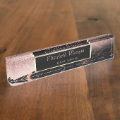 Eleganter Stilftiger Glitzer Bokeh Ombre, Marmor, Namensplakette (Seite)