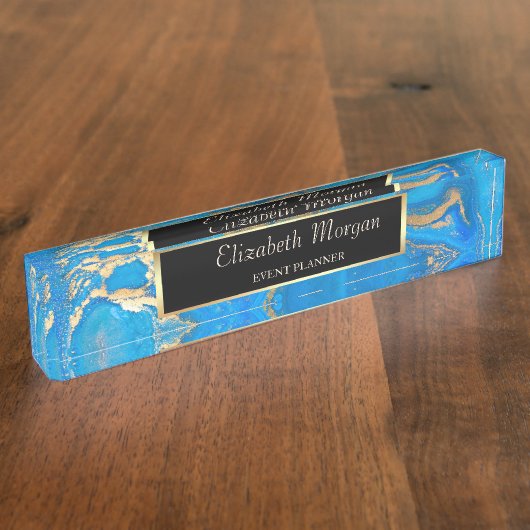 Eleganter Stilrahmen, blaues Marmor Namensplakette (Seite)