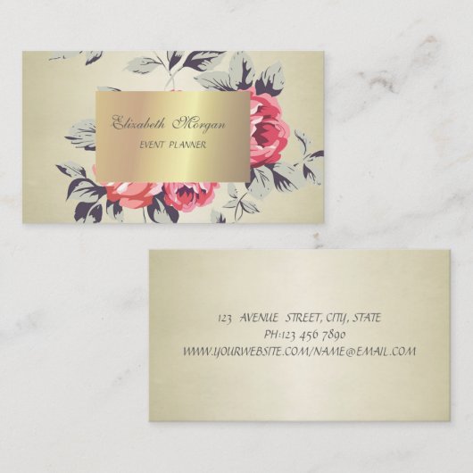 Eleganter Stilschick, Blume Visitenkarte (Vorne/Hinten)