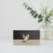 Eleganter Stilschick, Damaske, Schwarz, Heelse Visitenkarte (Stehend Vorderseite)