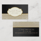 Eleganter Stilschick, Damaske, Schwarz, Rahmen Visitenkarte (Vorne/Hinten)