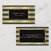 Eleganter Stilstil, goldgestreift, schwarzer Rahme Visitenkarte (Vorne/Hinten)