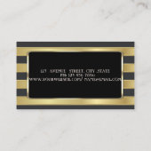 Eleganter Stilstil, goldgestreift, schwarzer Rahme Visitenkarte (Rückseite)