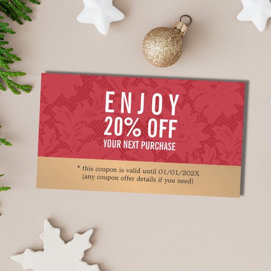 Eleganter Stilvoll Red Lace Gold Beauty Coupon