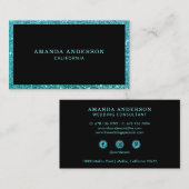 Eleganter stilvoller Aquamariner Glitzer Sparkle B Visitenkarte (Vorne/Hinten)