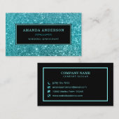 Eleganter stilvoller Aquamariner Glitzer Sparkle B Visitenkarte (Vorne/Hinten)