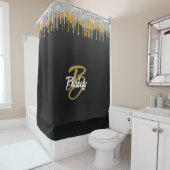 Eleganter, stilvoller Black & Gold Glitzer Mit Mon Duschvorhang (Beispiel)