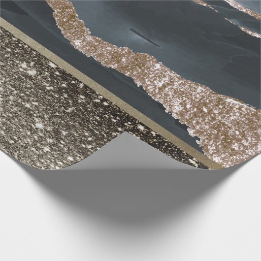 Eleganter, stilvoller Black Gold Glitzer Shiny Mar Geschenkpapier (Ecke)