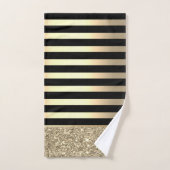 Eleganter, stilvoller Black, Gold Stripes Glitzer Badhandtuch Set (Handtuch)