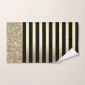 Eleganter, stilvoller Black, Gold Stripes Glitzer Badhandtuch Set (Handtuch)
