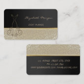 Eleganter stilvoller Chic, Damaske, Schwarz, Kleid Visitenkarte (Vorne/Hinten)