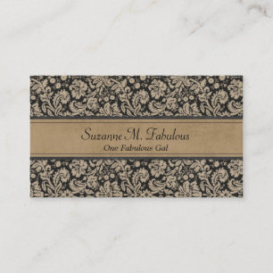 Eleganter stilvoller Damast in der dunklen Creme Visitenkarte