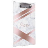 Eleganter stilvoller girly Rosengoldweißmarmor Klemmbrett (Rechts)