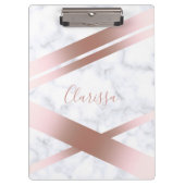 Eleganter stilvoller girly Rosengoldweißmarmor Klemmbrett (Vorderseite)