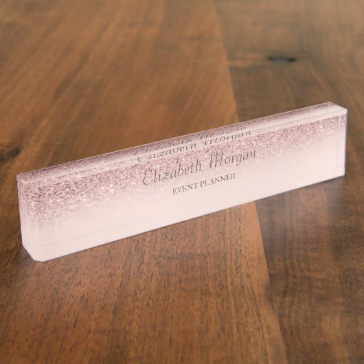 Eleganter stilvoller Glitzer Bokeh Ombre Rose Gold Namensplakette (Seite)