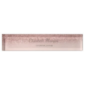 Eleganter stilvoller Glitzer Bokeh Ombre Rose Gold Namensplakette (Vorderseite)