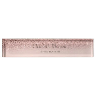 Eleganter stilvoller Glitzer Bokeh Ombre Rose Gold Namensplakette
