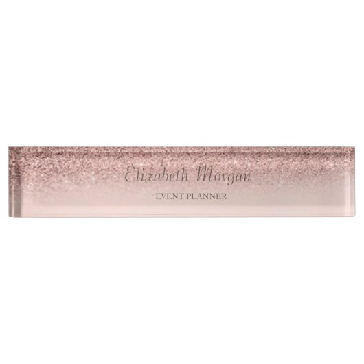 Eleganter stilvoller Glitzer Bokeh Ombre Rose Gold Namensplakette (Vorderseite)