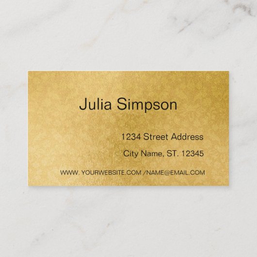 Eleganter, stilvoller, Gold & Black Damask, Anwalt Visitenkarte (Rückseite)