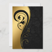 Eleganter, stilvoller Gold Black Deko Wedding Cust Einladung (Rückseite)