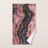 Eleganter, stilvoller Gold Glitzer Black Burgundy  Badhandtuch Set (Handtuch)