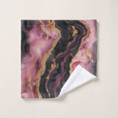 Eleganter, stilvoller Gold Glitzer Black Burgundy  Badhandtuch Set (Waschlappen)