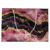 Eleganter, stilvoller Gold Glitzer Black Burgundy Große Geschenktüte (Rückseite)