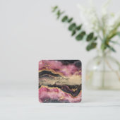 Eleganter, stilvoller Gold Glitzer Black Burgundy Quadratische Visitenkarte (Stehend Vorderseite)