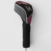 Eleganter, stilvoller Gold Glitzer Burgundy Agate Golf Headcover (angewinkelt)