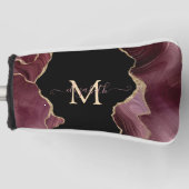 Eleganter, stilvoller Gold Glitzer Burgundy Agate Golf Headcover (Vorderseite)