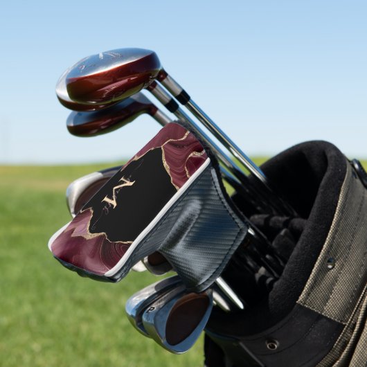Eleganter, stilvoller Gold Glitzer Burgundy Agate Golf Headcover (In Situ)
