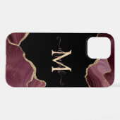 Eleganter, stilvoller Gold Glitzer Burgundy Agate iPhone Hülle (Rückseite (Horizontal))