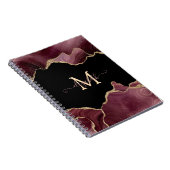 Eleganter, stilvoller Gold Glitzer Burgundy Agate Notizblock (Rechte Seite)