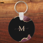 Eleganter, stilvoller Gold Glitzer Burgundy Agate Schlüsselanhänger (Vorderseite)