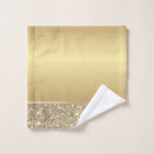 Eleganter, stilvoller Gold Glitzer Shiny Badhandtuch Set (Waschlappen)