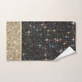 Eleganter, stilvoller Gold Glitzer Shiny Black Badhandtuch Set (Handtuch)