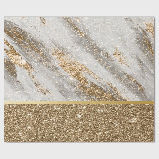Eleganter, stilvoller Gold Glitzer Shiny Geschenkpapier (Flach)