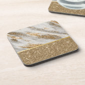 Eleganter, stilvoller Gold Glitzer Shiny Getränkeuntersetzer (Linke Seite)