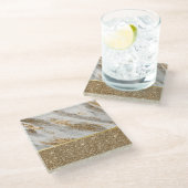 Eleganter, stilvoller Gold Glitzer Shiny Glasuntersetzer (Schrägansicht)