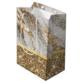 Eleganter, stilvoller Gold Glitzer Shiny Mittlere Geschenktüte (Rückseite Schrägansicht)