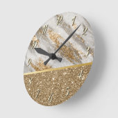 Eleganter, stilvoller Gold Glitzer Shiny Runde Wanduhr (Winkel)