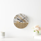 Eleganter, stilvoller Gold Glitzer Shiny Runde Wanduhr (Zuhause)