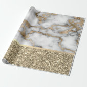 Eleganter, stilvoller Gold Glitzer Shiny White Mar Geschenkpapier (Ungerollt)